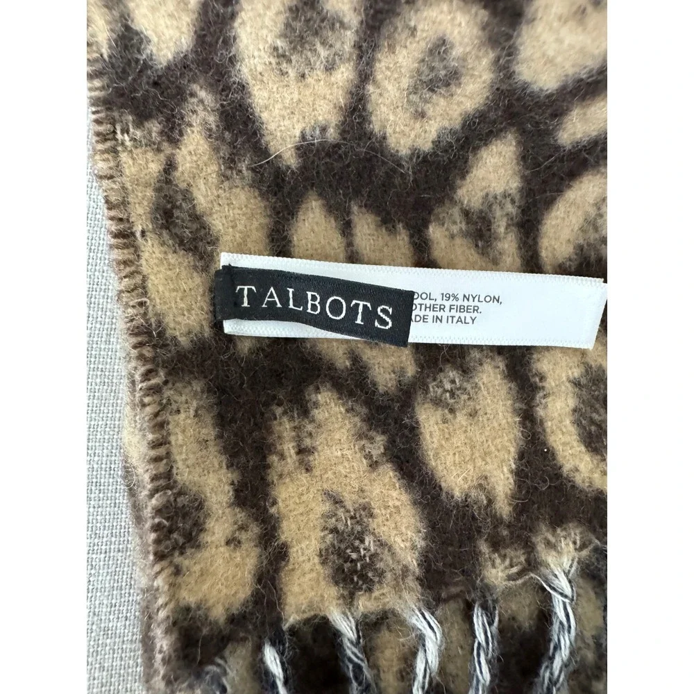 Talbots Leopard Print Wool Blend Armhole Scarf